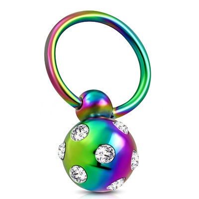 Oceľový piercing do obočia viacfarebný - dúhová oceľ