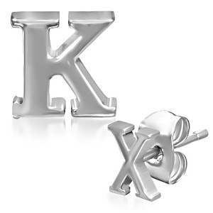 Oceľové náušnice - písmeno K -X