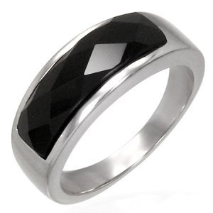 Oceľový prsteň čierne zdobenie