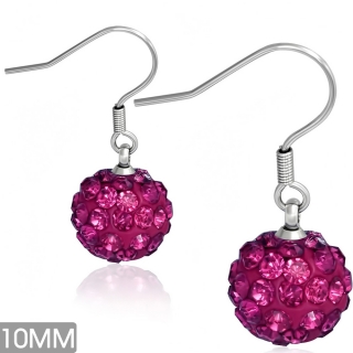 Oceľové náušnice - fialová gulička, 10 mm