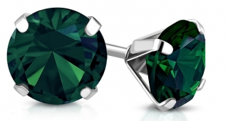 Oceľové náušnice tmavozelené krištálové očko, 10 mm