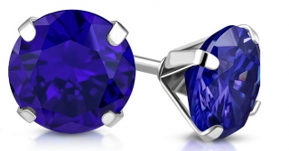 Oceľové náušnice modré krištálové očko, 10 mm