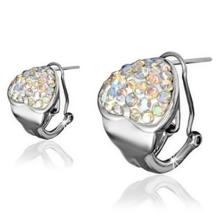 Oceľové náušnice - biele srdiečko