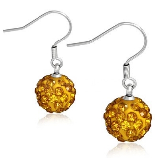 Oceľové náušnice - oranžová gulička