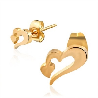 Pozlátené oceľové náušnice srdce
